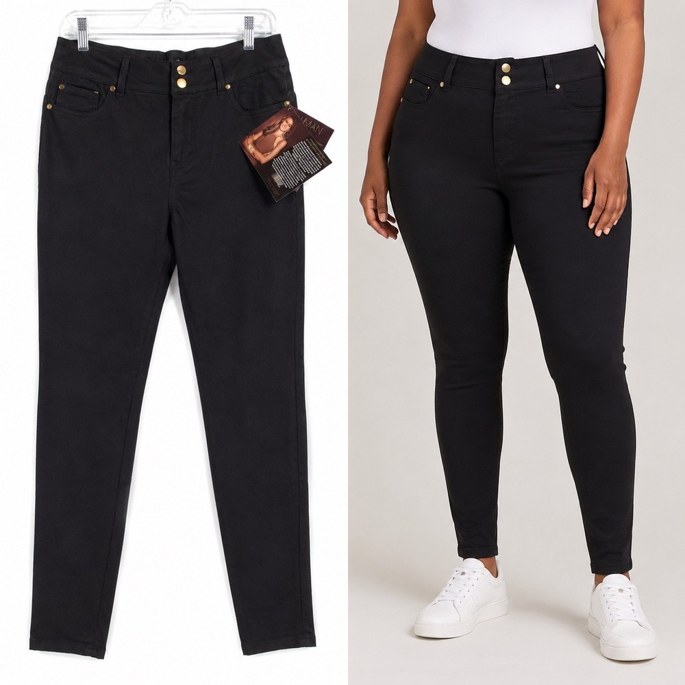 IMAN Global Chic Slimming Jeans Women 12 Black Curve Appeal Stretch Denim Pants